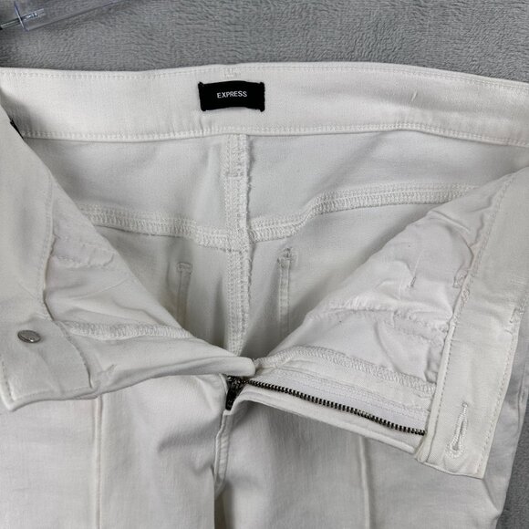 Express Skyscraper Bootcut Jeans Womens 14R Ankle Slit Mid Rise Pintuck White - Picture 8 of 16